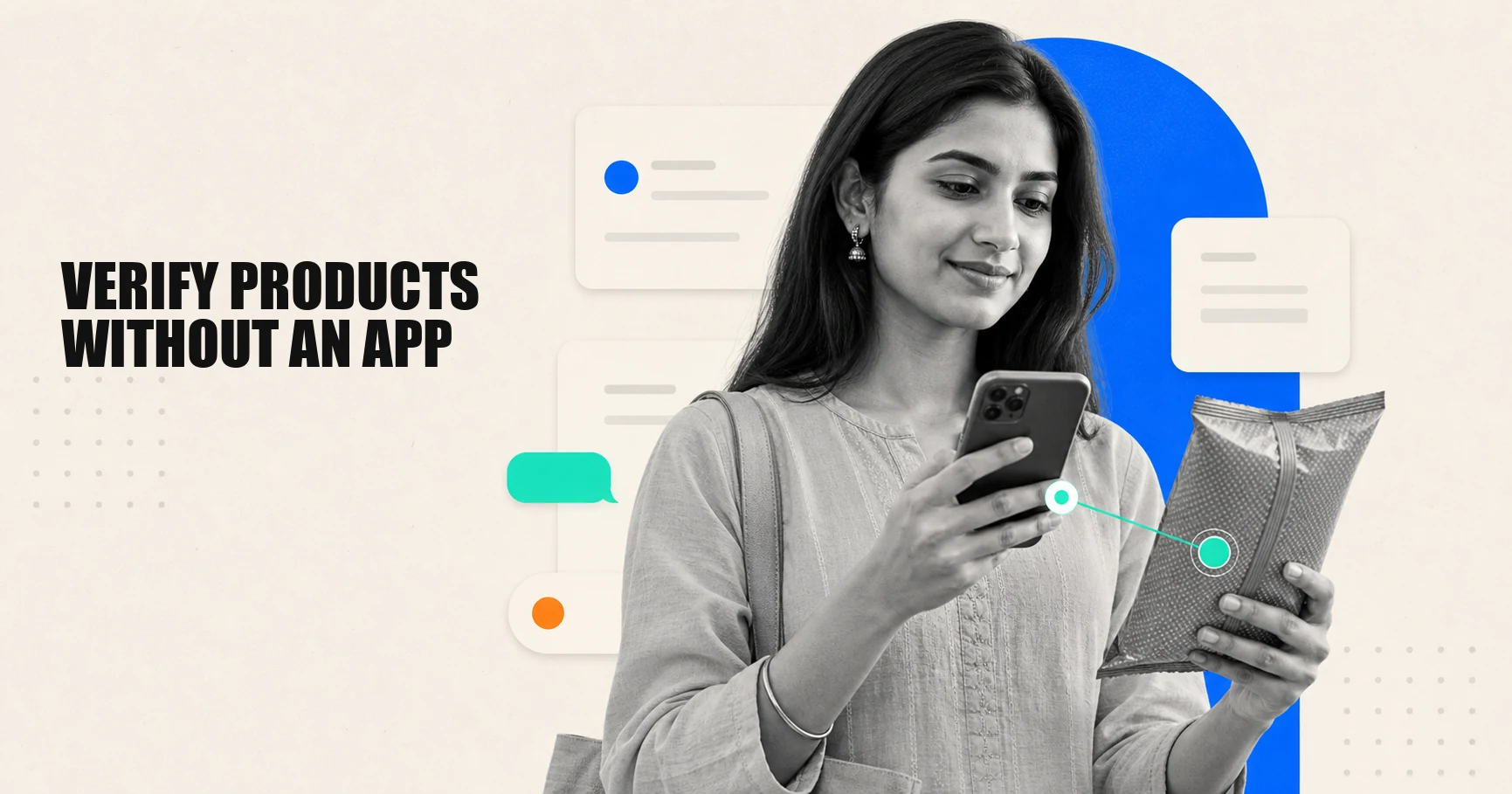 Shopper verifying a physical product through a no-download messaging conversation