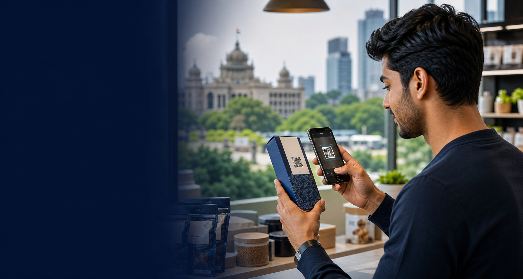 Customer scanning a product to join a loyalty program in Bangalore