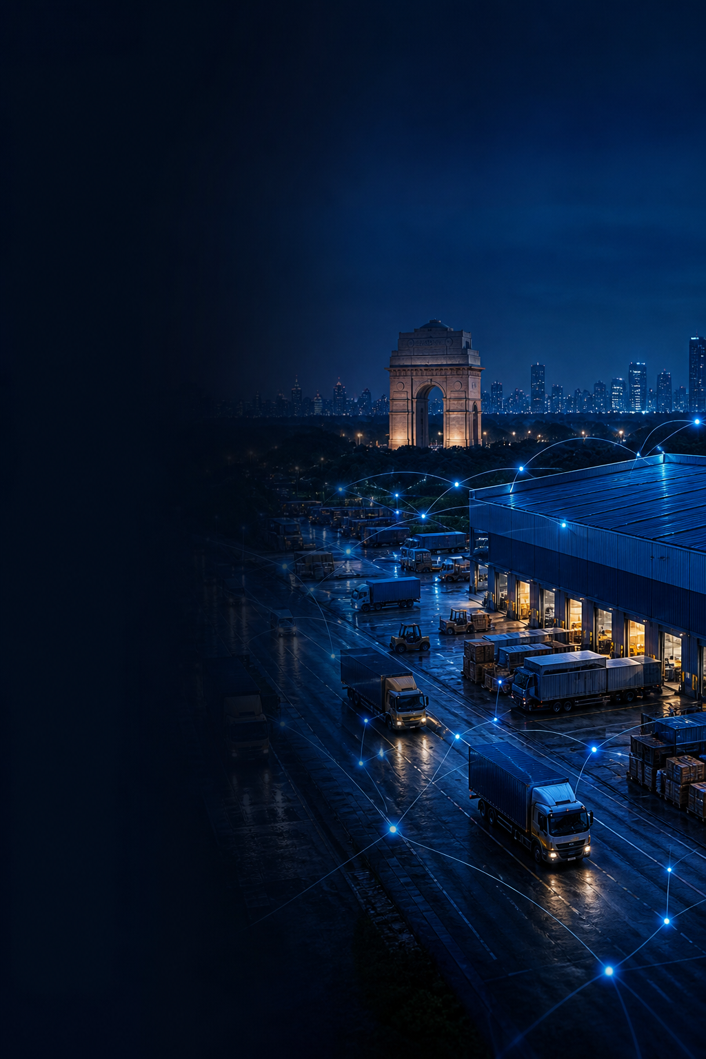 Delhi logistics network with India Gate