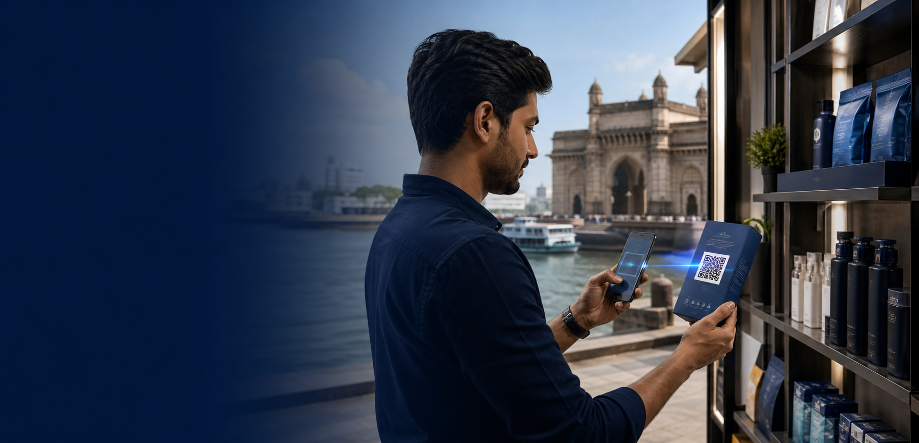 Customer scanning a product to join a loyalty program in Mumbai