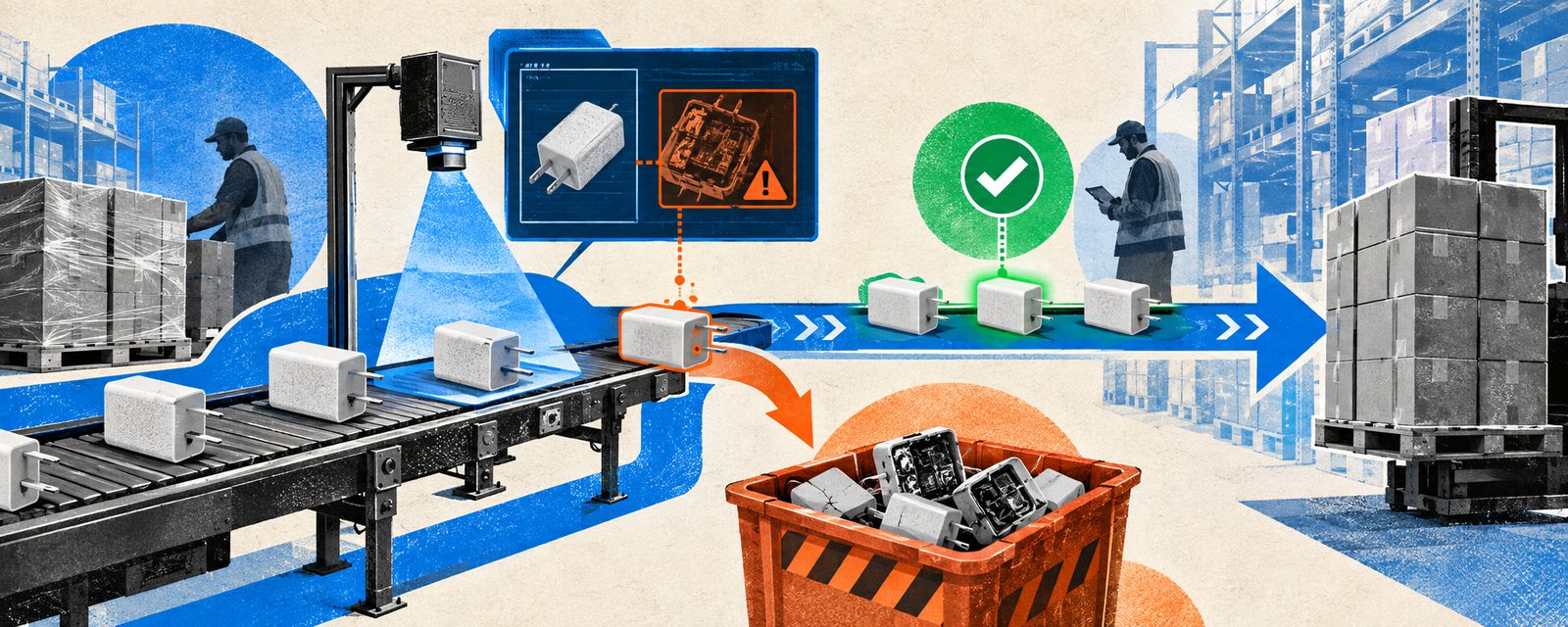 warning label highlighting certification marks missing from counterfeit electronics