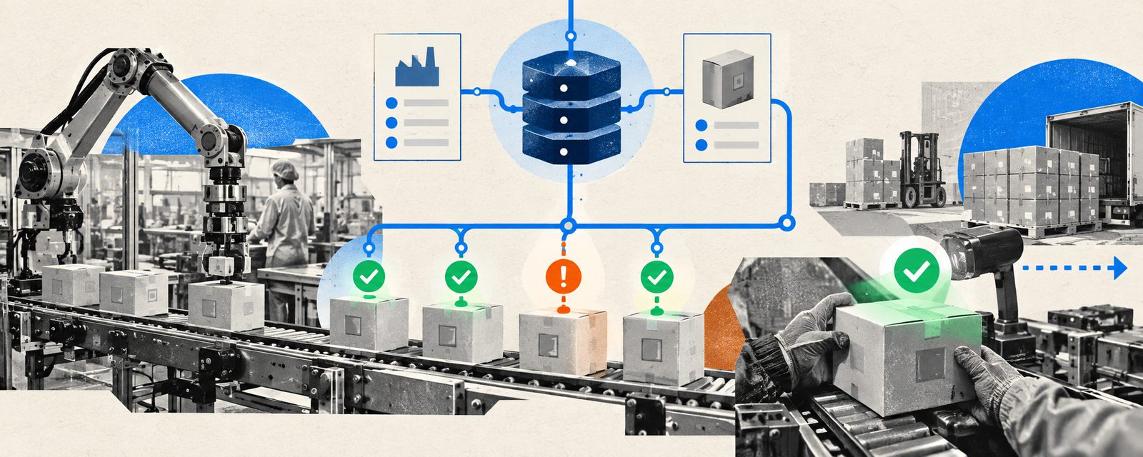 manufacturing analytics dashboard showing batch traceability and quality checkpoints