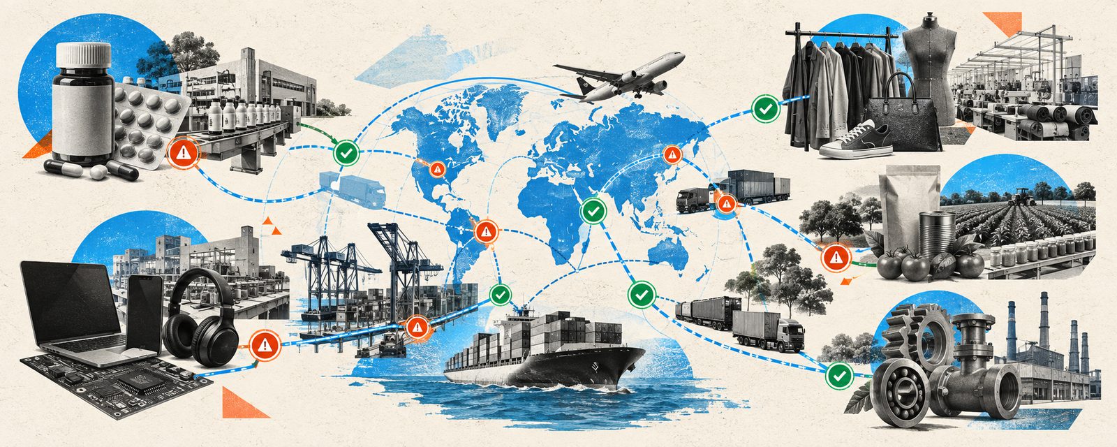 counterfeit risk map across high-demand industries and supply chain checkpoints